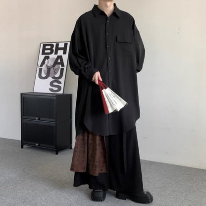 Flowy Long Collared Shirt【TR3372】
