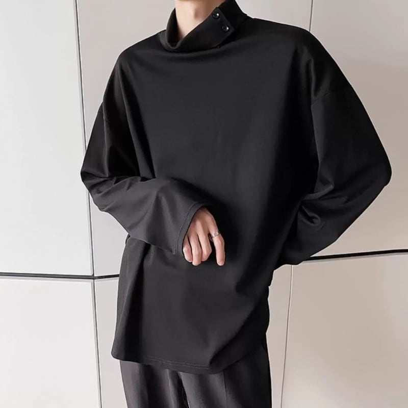 Button High-Neck T-shirt【TR3329】
