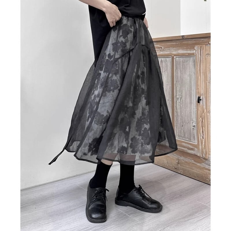 Flower Mesh Flare Skirt【TR3189】