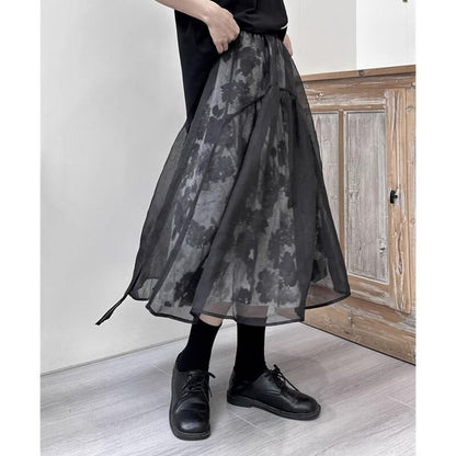 Flower Mesh Flare Skirt【TR3189】