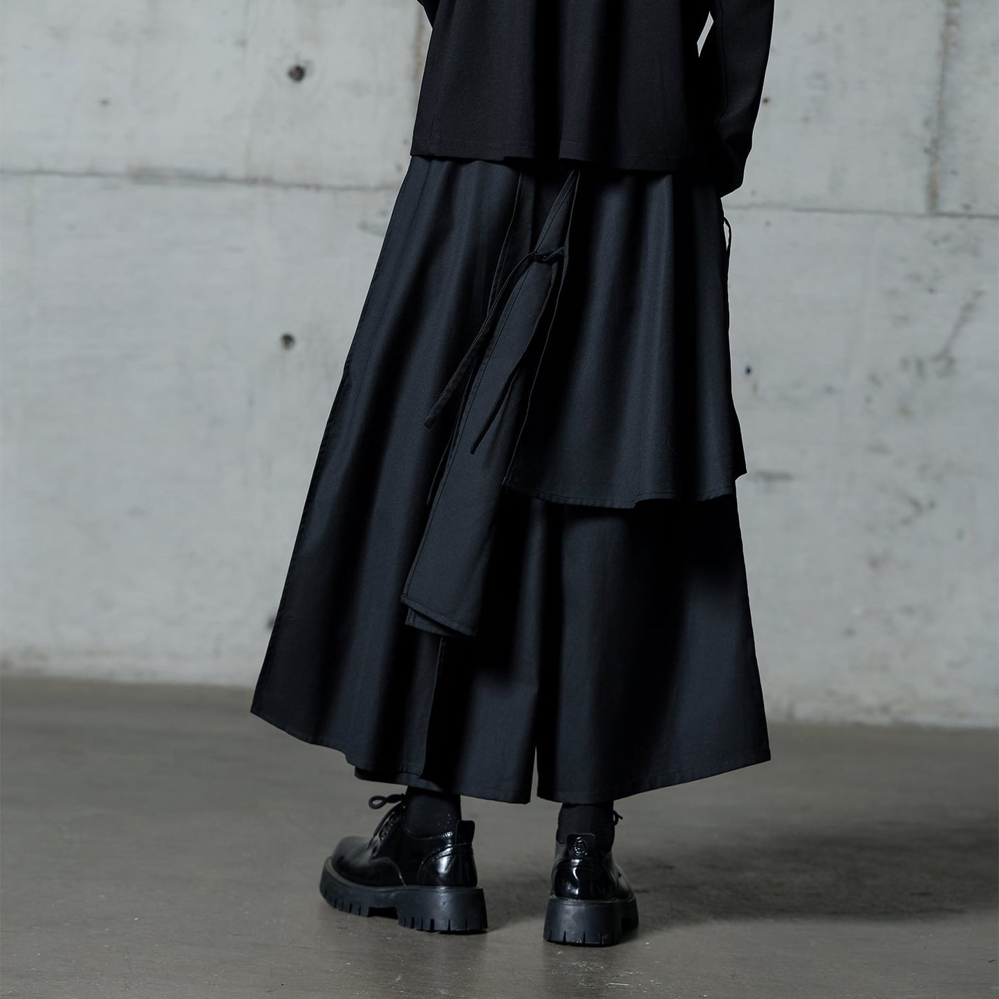 Asymmetrical Layered-look Wide Pants【TR3288】