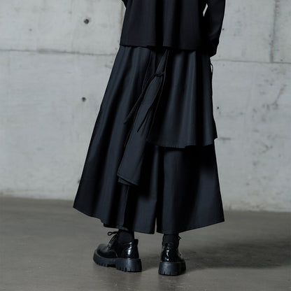 Asymmetrical Layered-look Wide Pants【TR3288】