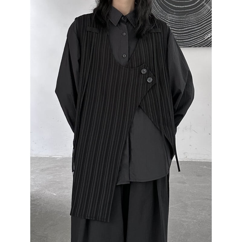 Asymmetry Stripe Vest【TR3240】