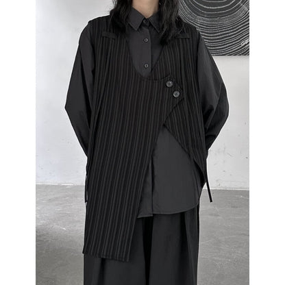 Asymmetry Stripe Vest【TR3240】
