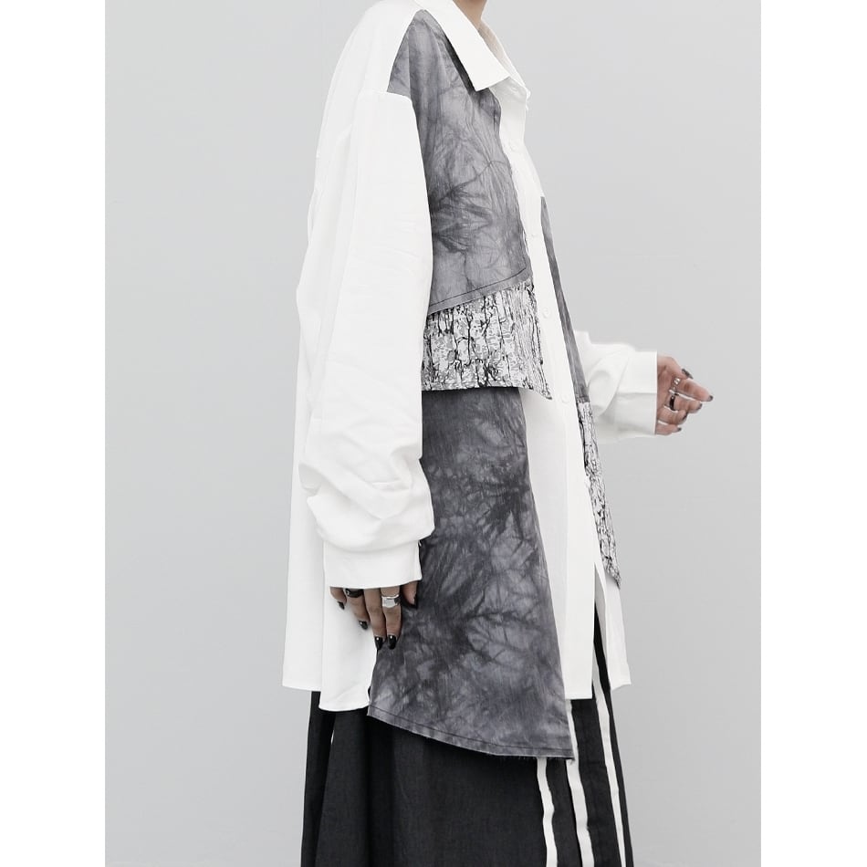 〈Unisex〉Patchwork Nichi Irregular Shirt【TR1324】