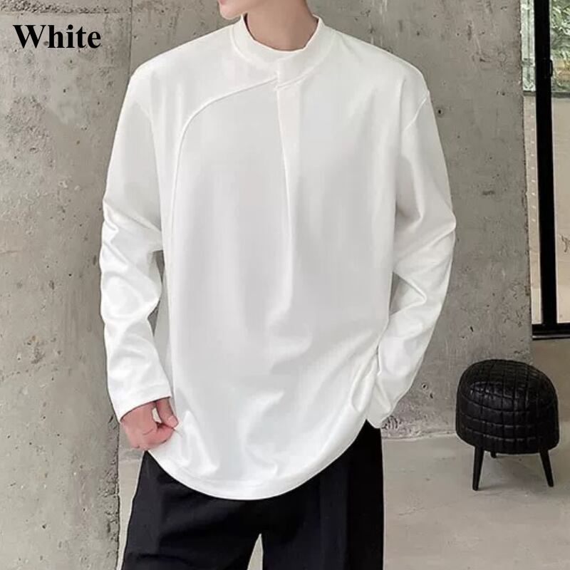 Asymmetric Curved Panel Long T-Shirt【TR3343】