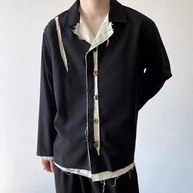 Frayed Contrast Panel Jacket【TR3341】