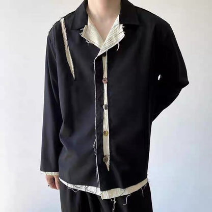 Frayed Contrast Panel Jacket【TR3341】