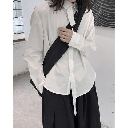 Arrange Asymemtry Collared Shirt【TR3104】