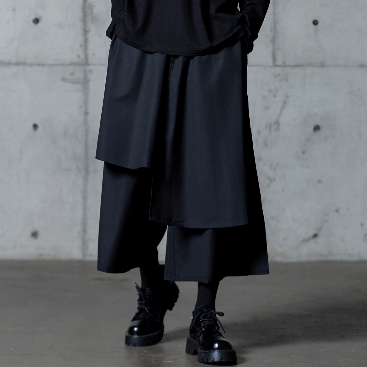 Asymmetrical Layered-look Wide Pants【TR3288】