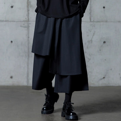 Asymmetrical Layered-look Wide Pants【TR3288】