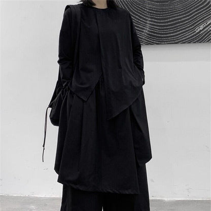 Asymmetry No-Collar Collared Shirt【TR3137】