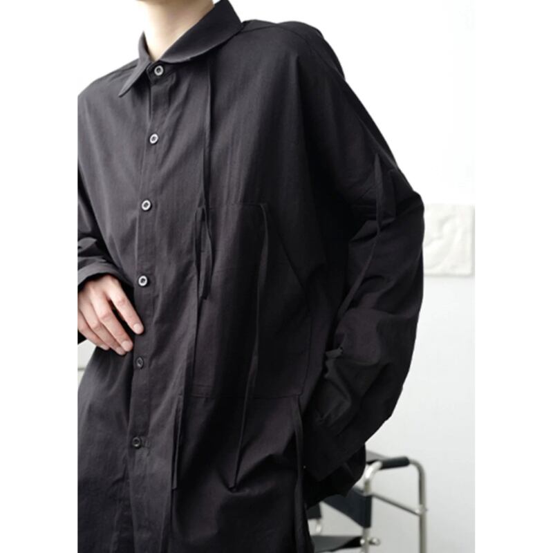 Asymmetric Tie Collared Shirt【TR3332】