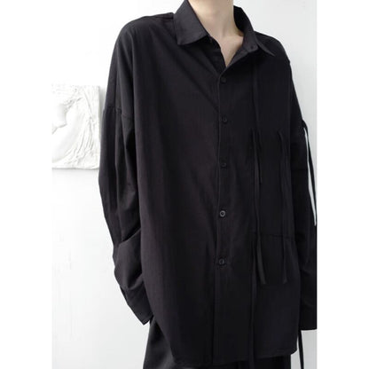 Asymmetric Tie Collared Shirt【TR3332】