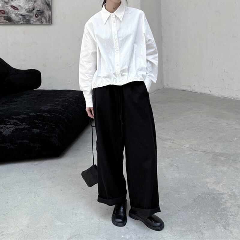 Crumply Simple Collared Shirt【TR3129】