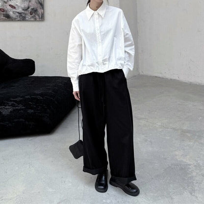 Crumply Simple Collared Shirt【TR3129】