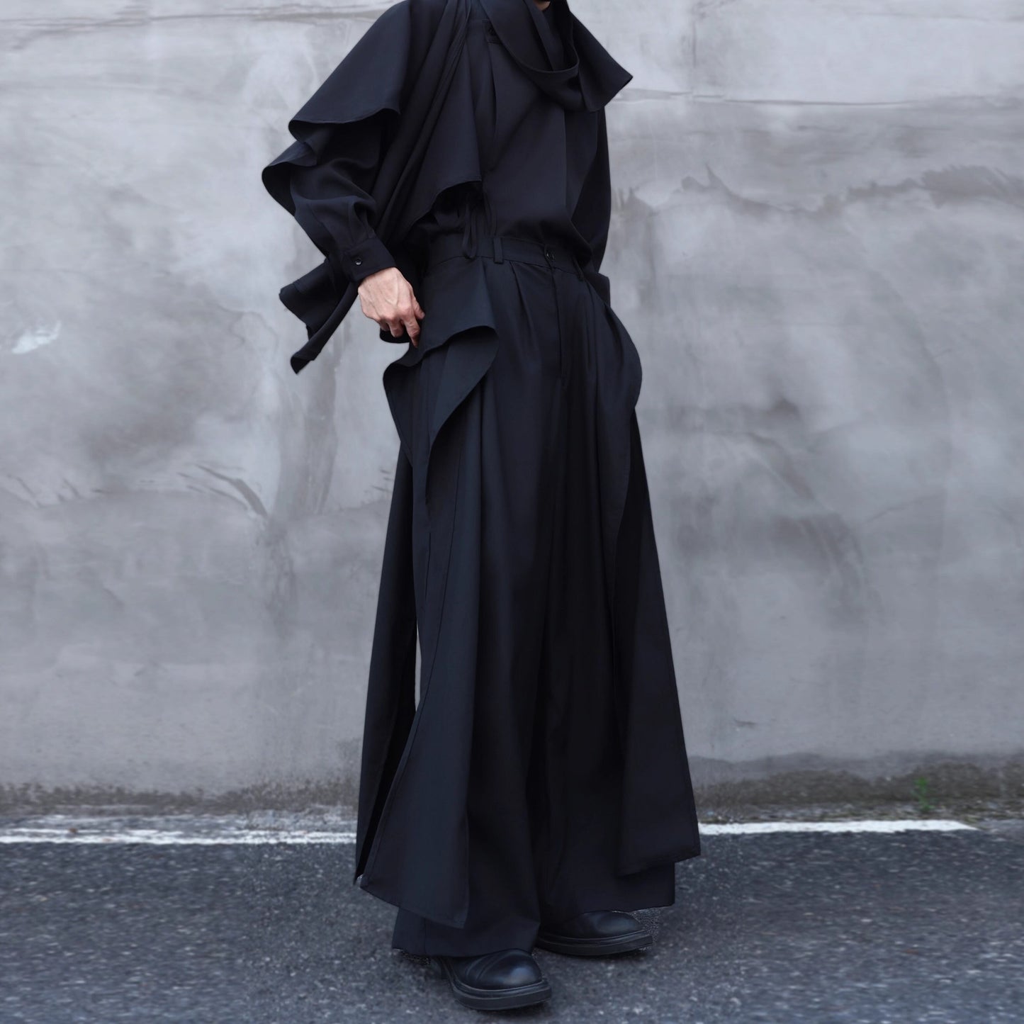 Drape Ribbon Straight Wide Pants【TR3307】