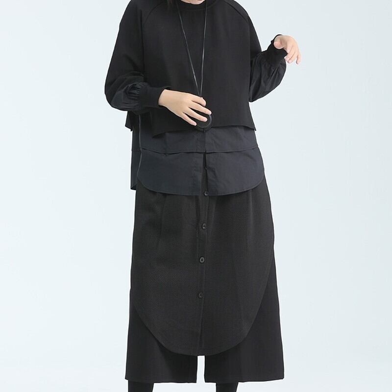 Fake-Layered Patchwork Collared Shirt【TR3115】