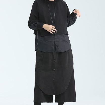 Fake-Layered Patchwork Collared Shirt【TR3115】