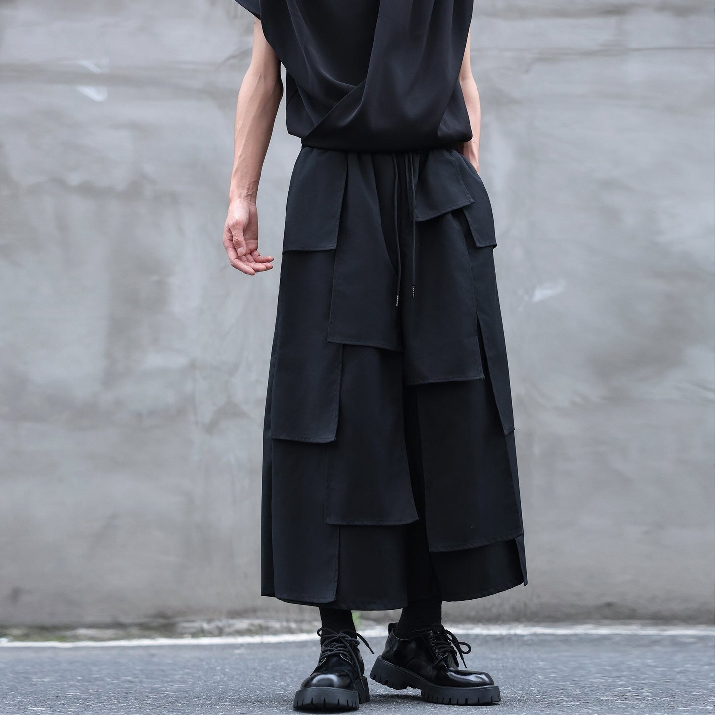 Patchwork Ankle Wide Pants【TR3320】