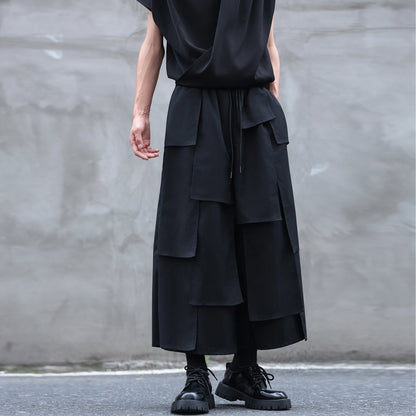 Patchwork Ankle Wide Pants【TR3320】