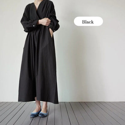 Long Sleeve V-Neck Dress【TR2884】