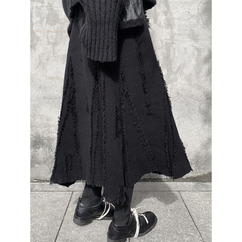 Asymmetry Knit Frill Skirt【TR3160】