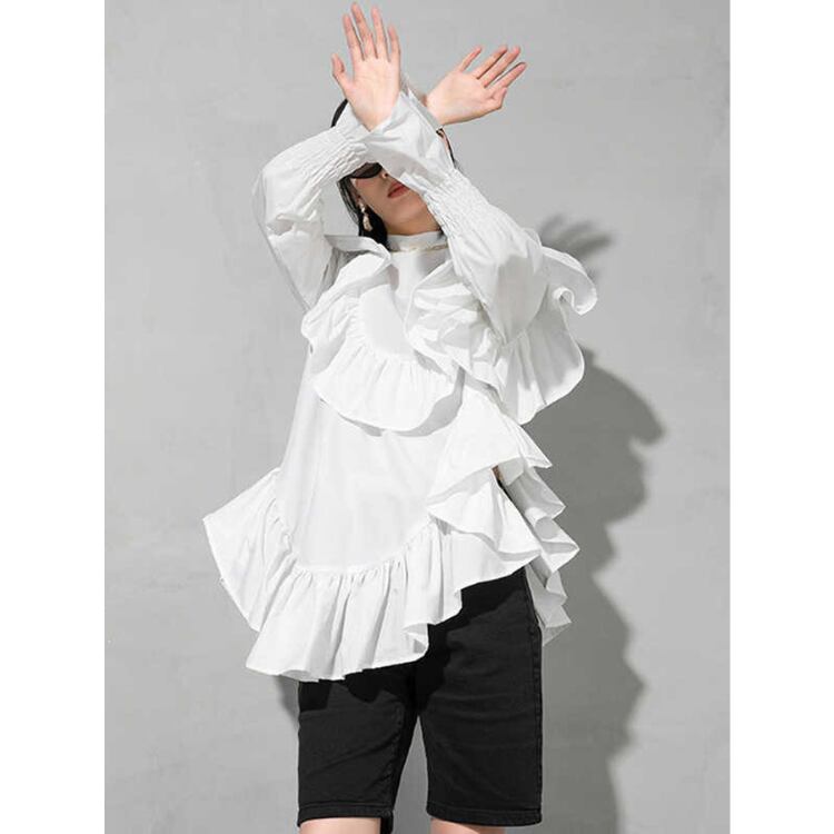 Stand Collor Frilled Shirt【TR0438】