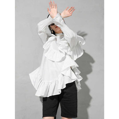 Stand Collor Frilled Shirt【TR0438】