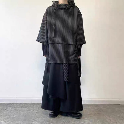 Asymmetric Pinstripe Hoodie【TR3347】
