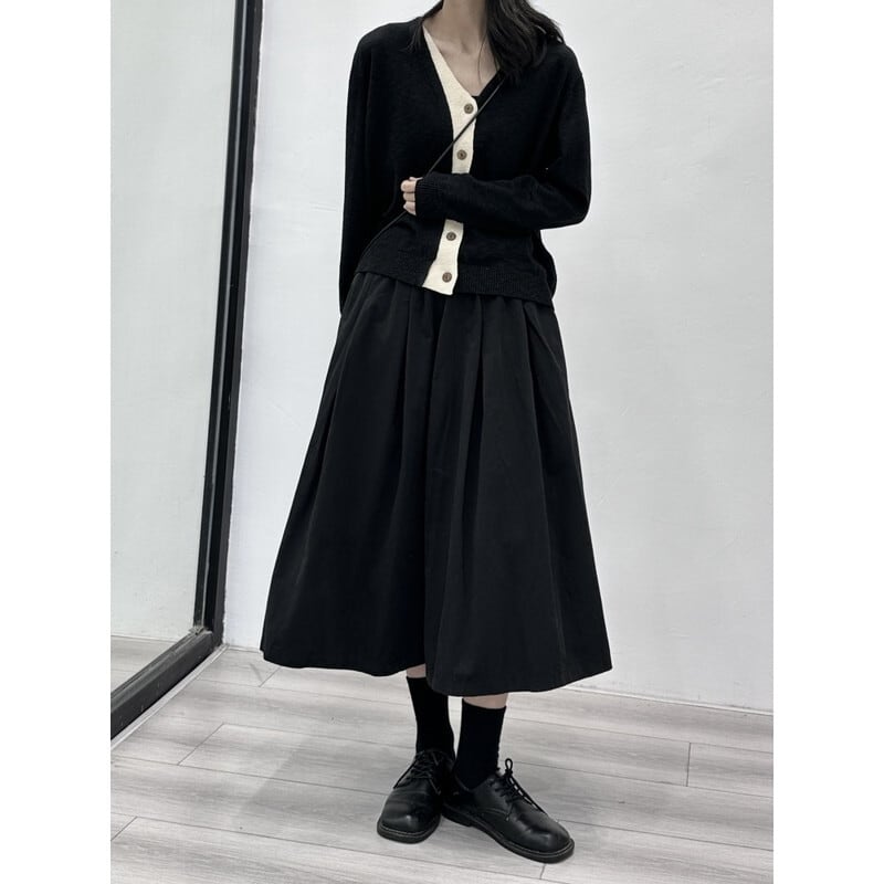 Knit Bi-Color V-Neck Jacket【TR3267】