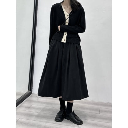 Knit Bi-Color V-Neck Jacket【TR3267】