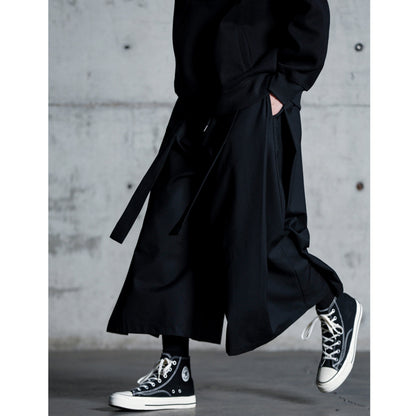 Waist Ribbon Ankle Length Wide Pants【TR3294】