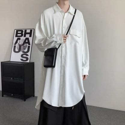 Flowy Long Collared Shirt【TR3372】