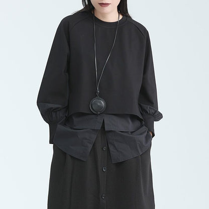 Fake-Layered Patchwork Collared Shirt【TR3115】
