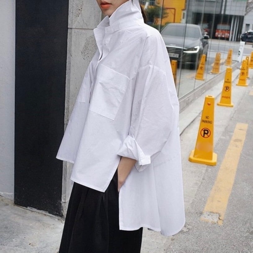 〈Unisex〉Asymmetrical Loose Shirt【TR3030】