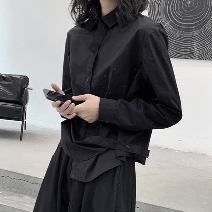 Arrange Asymemtry Collared Shirt【TR3104】