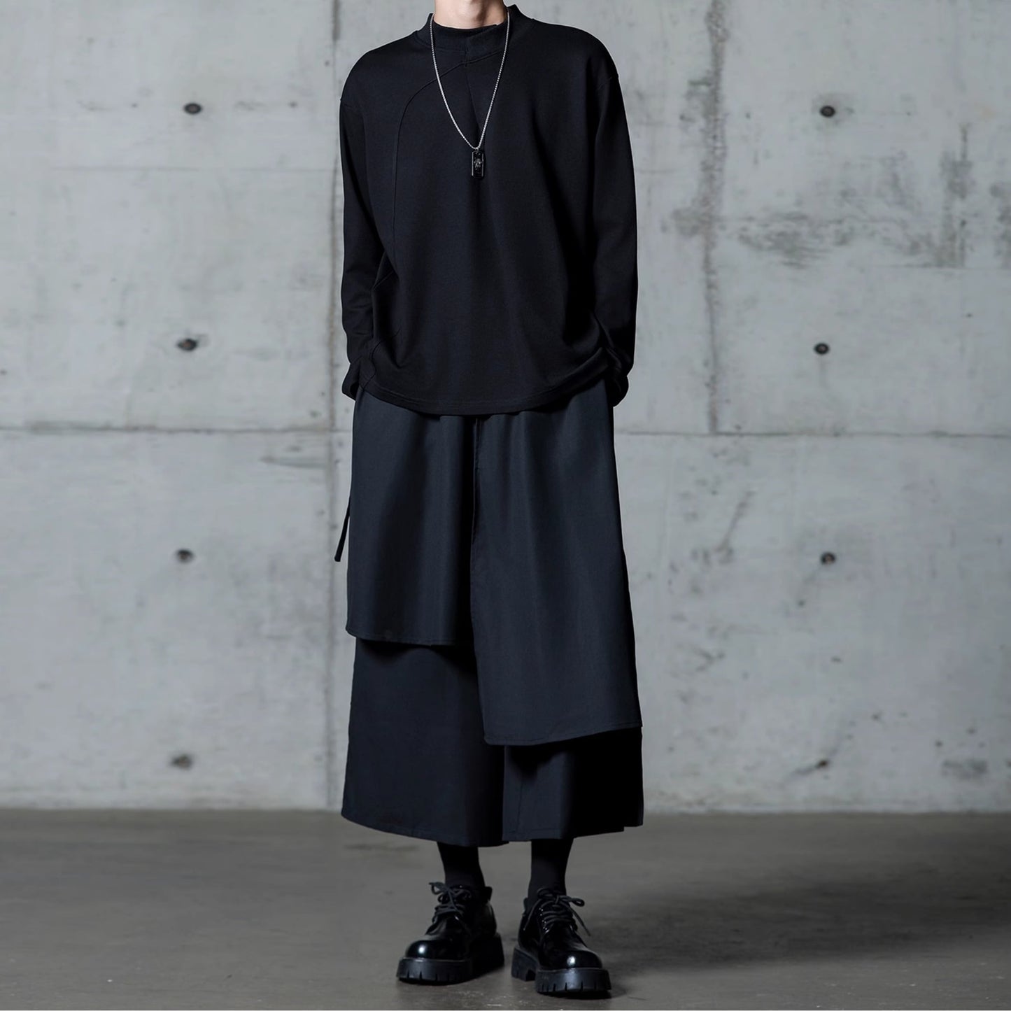 Asymmetrical Layered-look Wide Pants【TR3288】