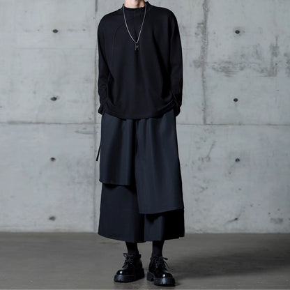 Asymmetrical Layered-look Wide Pants【TR3288】
