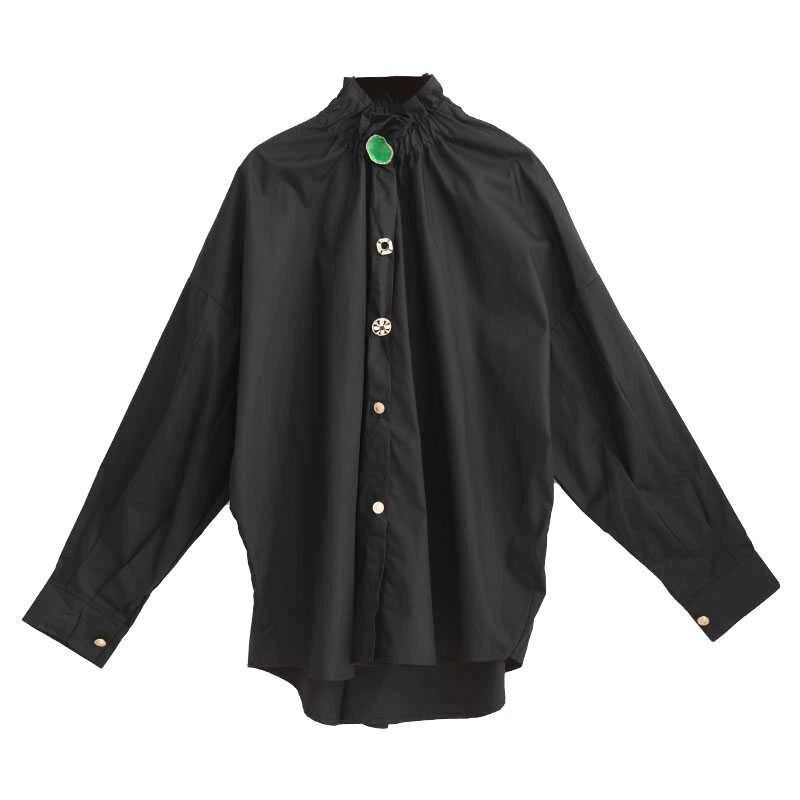 〈Unisex〉Decorative Stand Collar Blouse Shirt【TR1231】