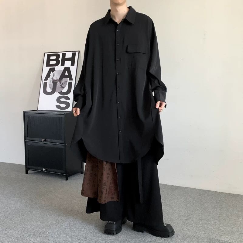 Flowy Long Collared Shirt【TR3372】