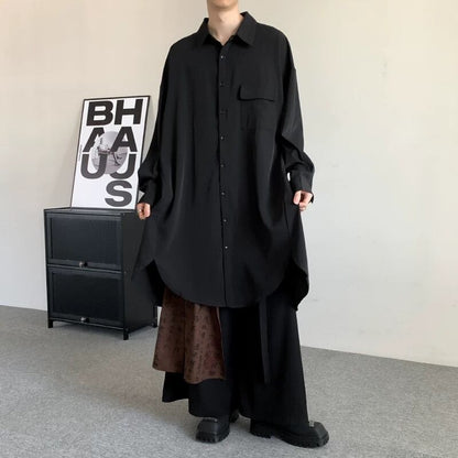 Flowy Long Collared Shirt【TR3372】