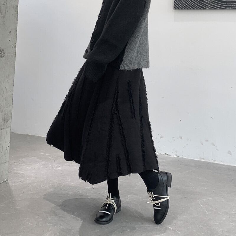Knit Flare Frill Skirt【TR3185】