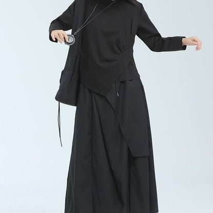 Asymmetry Side-Pleats T-Shirt【TR3148】