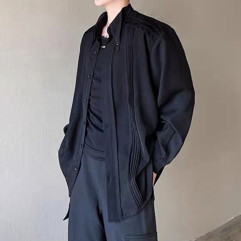 Modern Tuck-Pleat Collared Shirt【TR3340】