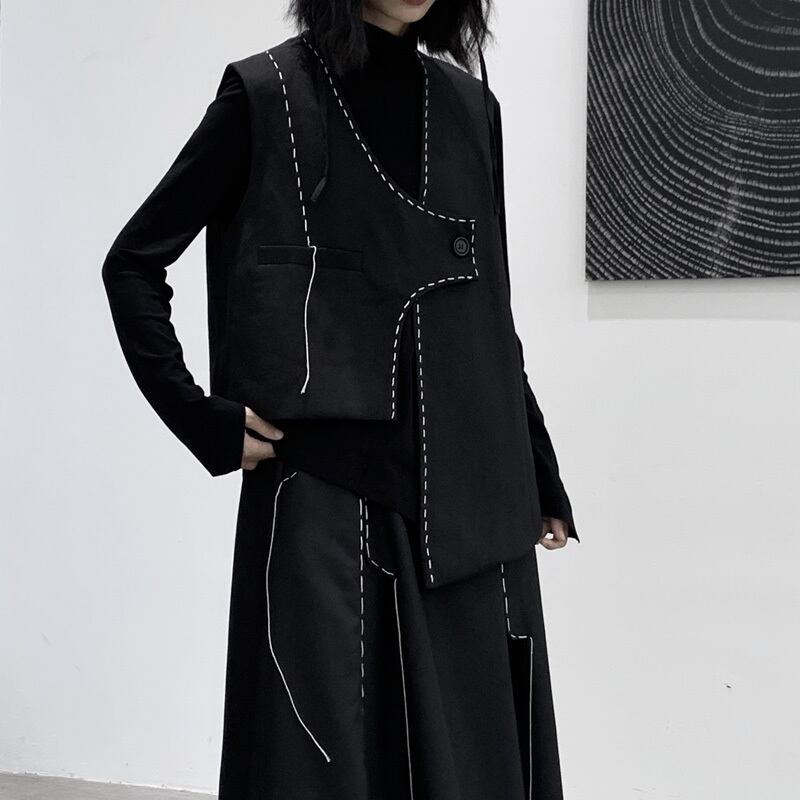 Asymmtry Stitch Vest【TR3241】