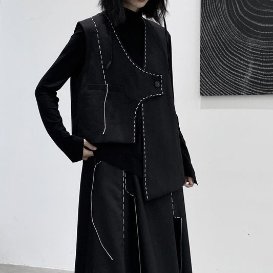 Asymmtry Stitch Vest【TR3241】