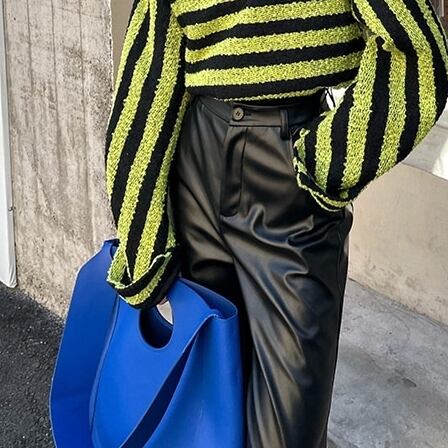 Leather Slit Flare Pants【TR3087】