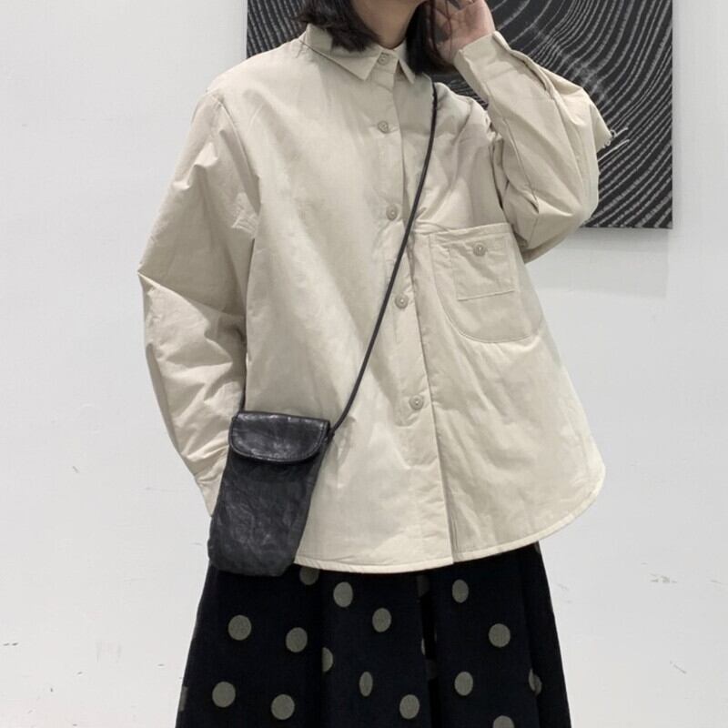 Quilting Wrinkled Collared Shirt【TR3106】