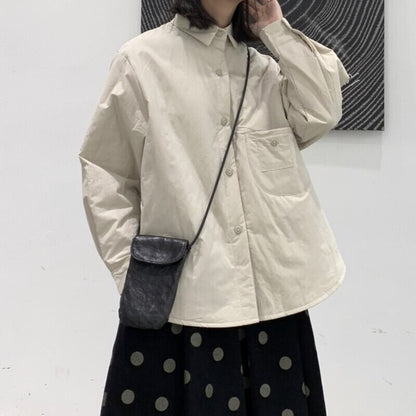 Quilting Wrinkled Collared Shirt【TR3106】